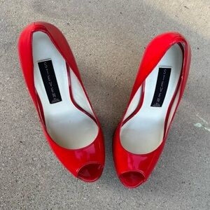 Vintage Steve Madden Red Patent Peep-Toe Heels